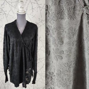 Les Mains Folles Black Textured Floral Wrap Blouse